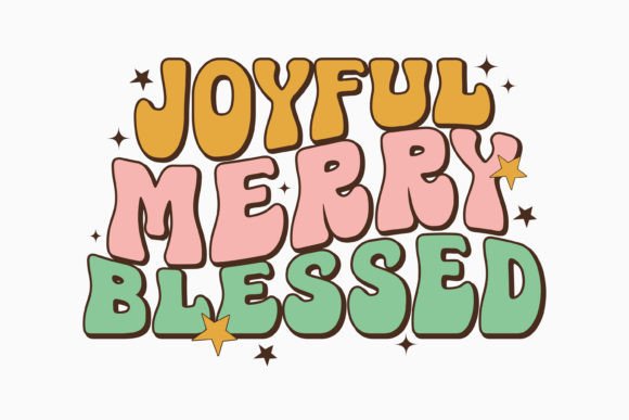 Christmas Joyful Merry Blessed Retro Svg