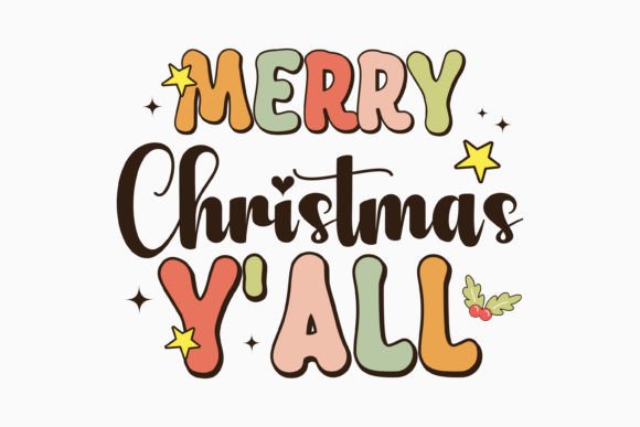 Christmas Merry Y All Retro Svg