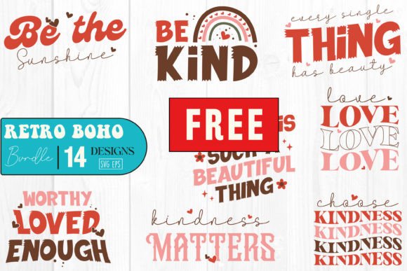 Free Retro Boho Bundle SVG Designs