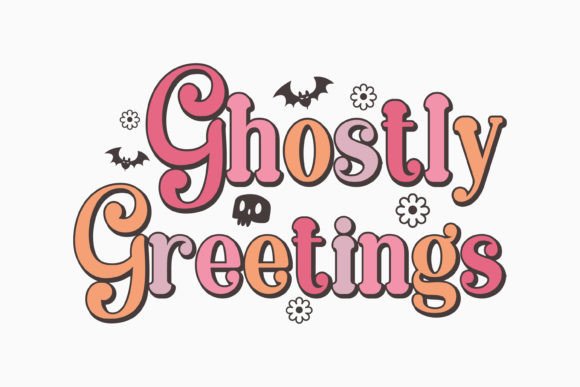 Halloween Ghostly Greetings Retro Svg