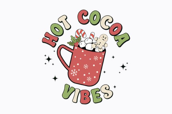 Hot Cocoa Vibes Christmas Retro Svg
